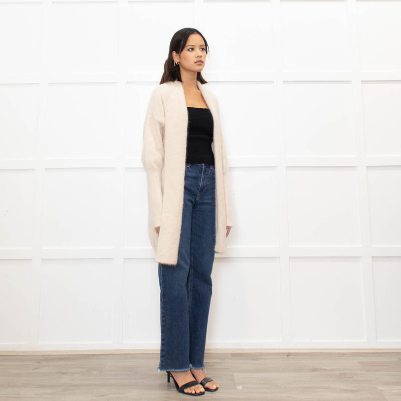 World of Nomads Beige Cashmere/Angora Mix Long Cardigan