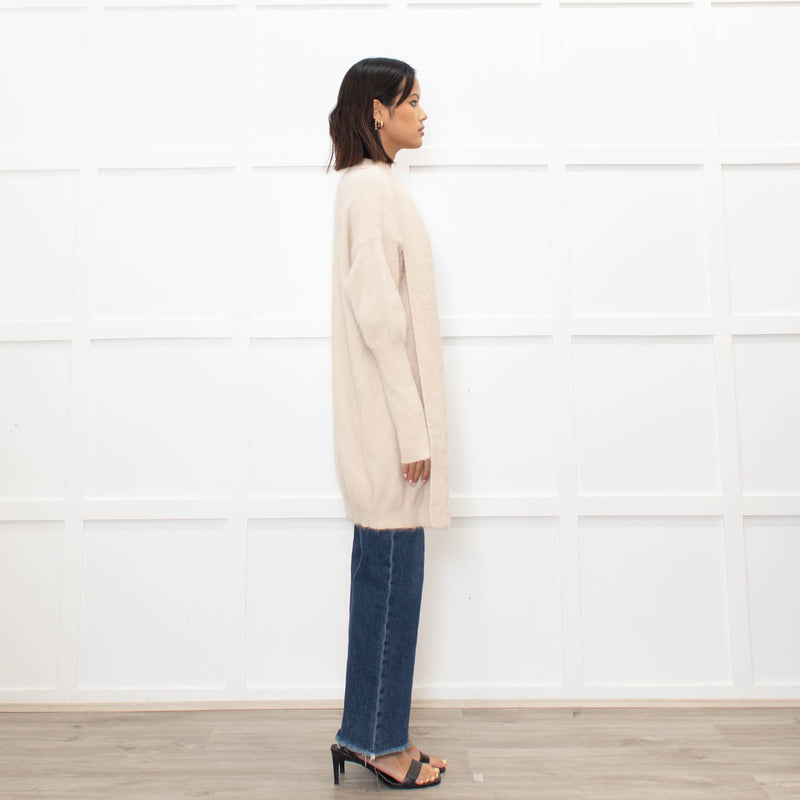 World of Nomads Beige Cashmere/Angora Mix Long Cardigan