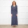 Rixo Black Blue Animal Print Jersey V-Neck Dress