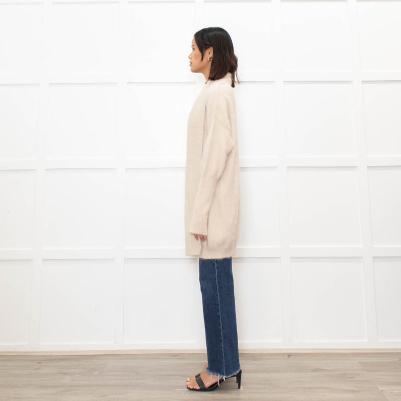 World of Nomads Beige Cashmere/Angora Mix Long Cardigan