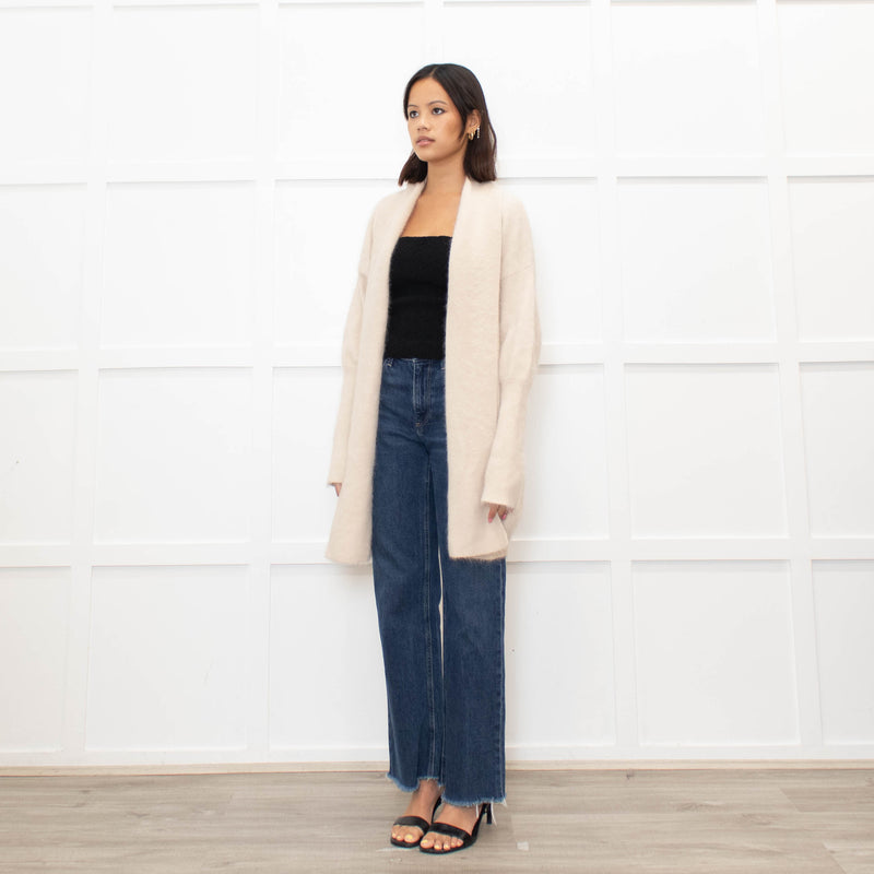 World of Nomads Beige Cashmere/Angora Mix Long Cardigan