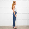 Paige Dark Blue Straight Leg Jeans With Pocket stitch