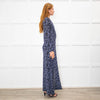 Rixo Black Blue Animal Print Jersey V-Neck Dress