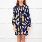 Diane Von Furstenberg Black Orange Blue Long Sleeve Tunic Dress