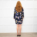 Diane Von Furstenberg Black Orange Blue Long Sleeve Tunic Dress
