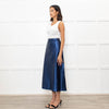Cefinn Blue Metallic Leather Midi Skirt