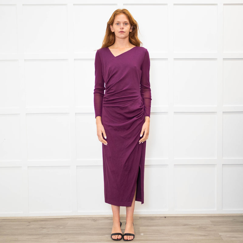 Diane Von Furstenberg Purple Jersey Long Sleeve Maxi Dress