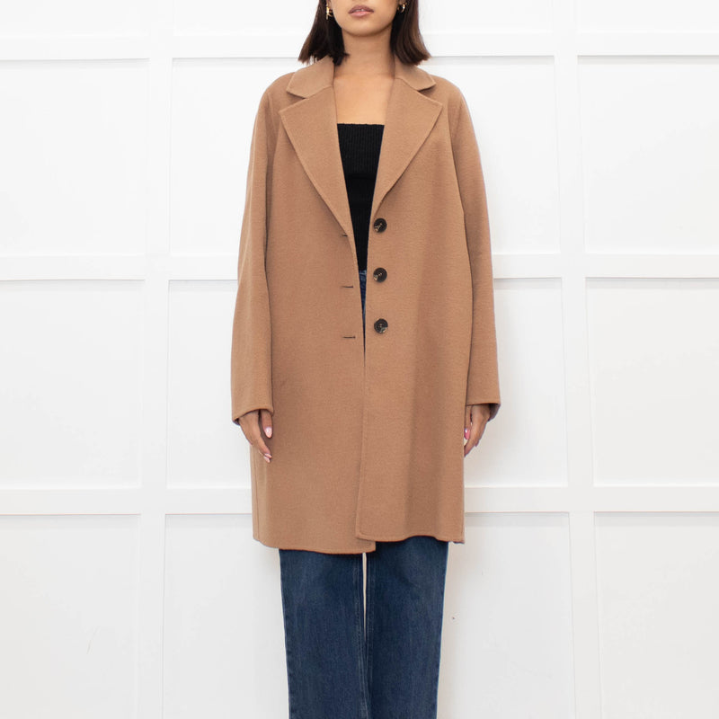 MaxMara Cucito A Mano Beige Wool Mix Short Coat