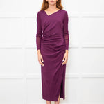 Diane Von Furstenberg Purple Jersey Long Sleeve Maxi Dress