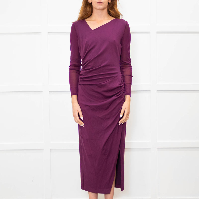 Diane Von Furstenberg Purple Jersey Long Sleeve Maxi Dress