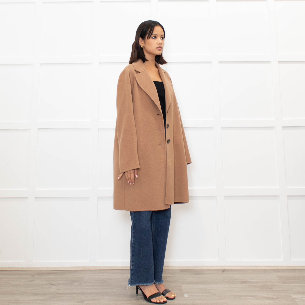 MaxMara Cucito A Mano Beige Wool Mix Short Coat