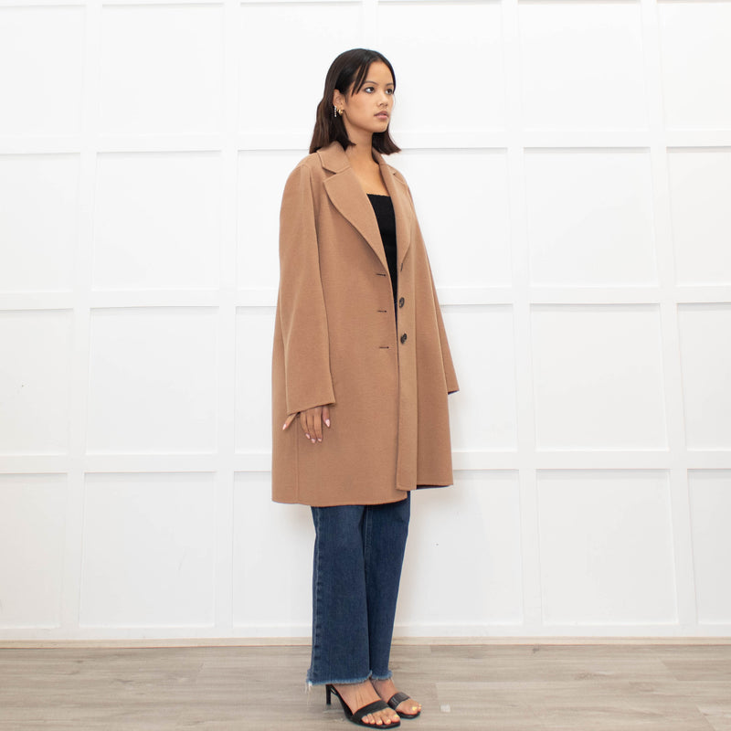 MaxMara Cucito A Mano Beige Wool Mix Short Coat