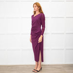 Diane Von Furstenberg Purple Jersey Long Sleeve Maxi Dress
