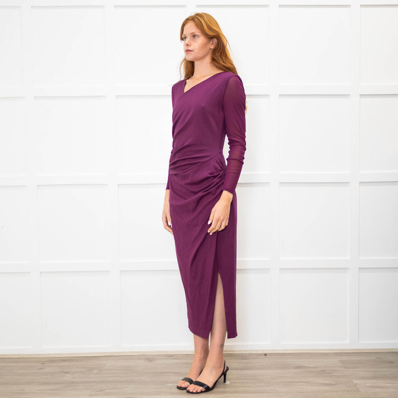 Diane Von Furstenberg Purple Jersey Long Sleeve Maxi Dress