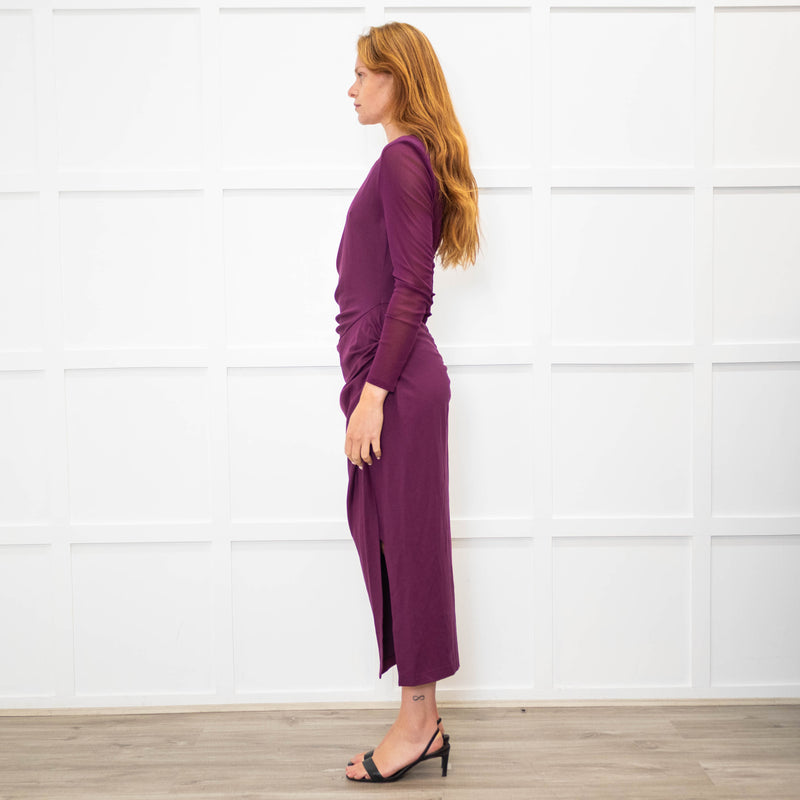 Diane Von Furstenberg Purple Jersey Long Sleeve Maxi Dress