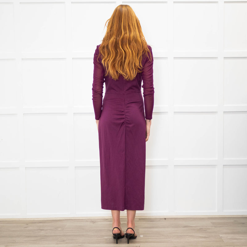 Diane Von Furstenberg Purple Jersey Long Sleeve Maxi Dress