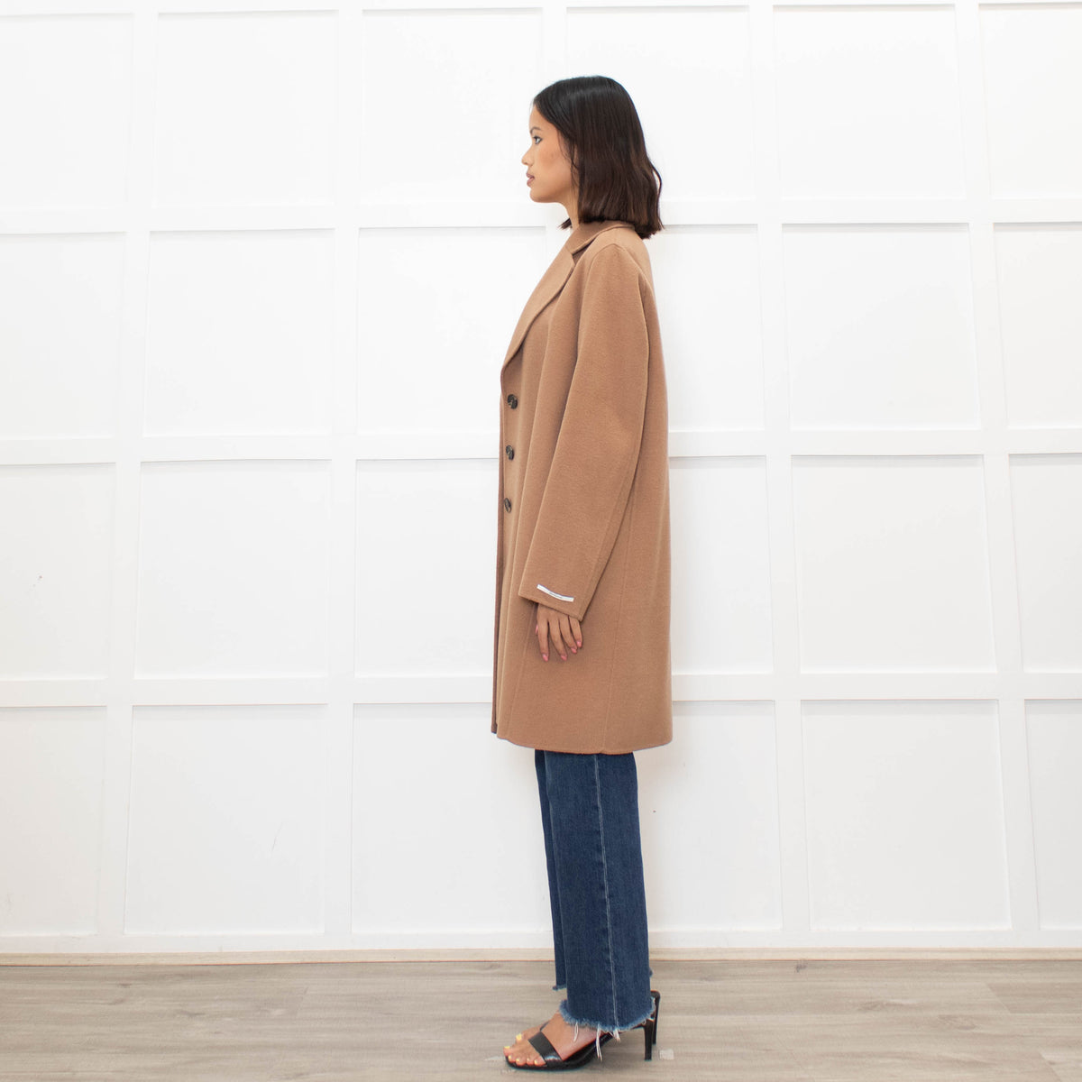 MaxMara Cucito A Mano Beige Wool Mix Short Coat
