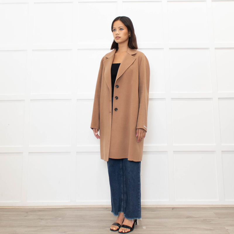 MaxMara Cucito A Mano Beige Wool Mix Short Coat