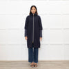 Herno Dark Blue Wool Zipped Coat with Puffer Cuffs