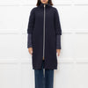 Herno Dark Blue Wool Zipped Coat with Puffer Cuffs