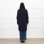 Herno Dark Blue Wool Zipped Coat with Puffer Cuffs
