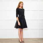 Maje Black Sequinned Fit And Flare Short Dress