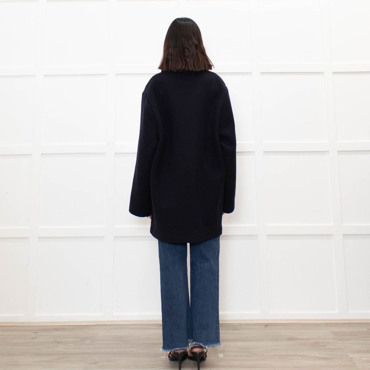 Toteme Navy Felted Wool Patch Pocket Shacket