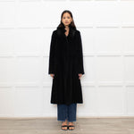 Max Mara Studio Black Alpaca Coat with Fox Fur Collar