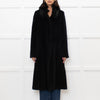 Max Mara Studio Black Alpaca Coat with Fox Fur Collar