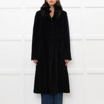 Max Mara Studio Black Alpaca Coat with Fox Fur Collar