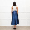Cefinn Blue Metallic Leather Midi Skirt