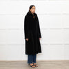 Max Mara Studio Black Alpaca Coat with Fox Fur Collar
