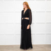 Ba&sh Black Tiered Cut Out Crystal Buckle Long Dress