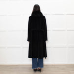 Max Mara Studio Black Alpaca Coat with Fox Fur Collar