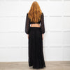 Ba&sh Black Tiered Cut Out Crystal Buckle Long Dress