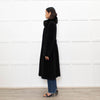 Max Mara Studio Black Alpaca Coat with Fox Fur Collar