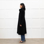 Max Mara Studio Black Alpaca Coat with Fox Fur Collar