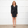 Ba&sh Black Pinstriped Wrap Long Sleeve Dress