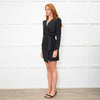 Ba&sh Black Pinstriped Wrap Long Sleeve Dress