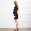 Ba&sh Black Pinstriped Wrap Long Sleeve Dress