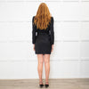Ba&sh Black Pinstriped Wrap Long Sleeve Dress