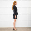 Ba&sh Black Pinstriped Wrap Long Sleeve Dress