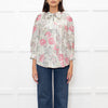 Zadig & Voltaire Pale Green and Pink Floral Tie Neck Blouse