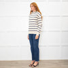 Raey Cream Navy Striped Merino Wool Hooded Sweater