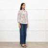 Zadig & Voltaire Pale Green and Pink Floral Tie Neck Blouse