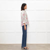 Zadig & Voltaire Pale Green and Pink Floral Tie Neck Blouse