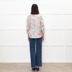 Zadig & Voltaire Pale Green and Pink Floral Tie Neck Blouse