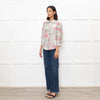 Zadig & Voltaire Pale Green and Pink Floral Tie Neck Blouse