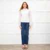 Me + Em White Lace High Neck Sleeve Top