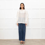 Dries Van Noten Cream Silk Blouse with Applique Sleeves